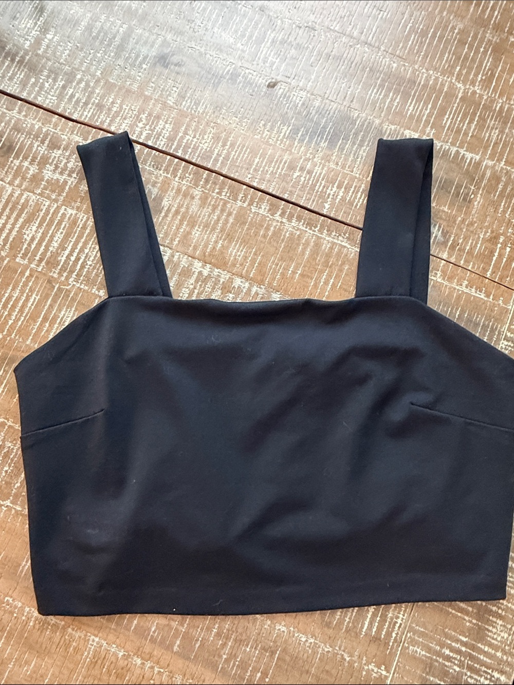 Tahari Black Square Crop Top with Wide Straps